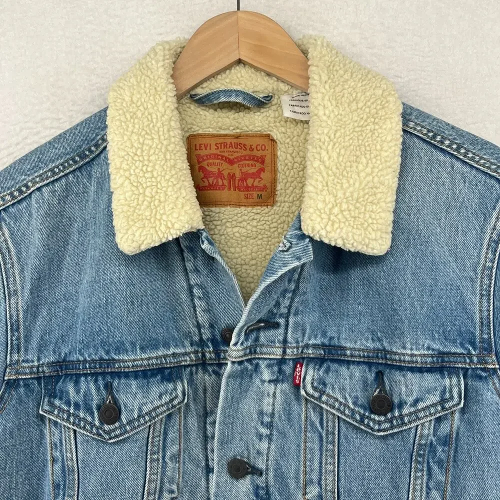 Levi's Light Blue Denim Sherpa Collar Jacket - Picture 3 of 16